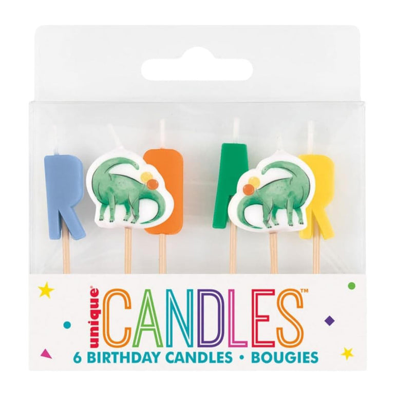Partying Dinosaurs Birthday Pick Candle Decoration 6pcs