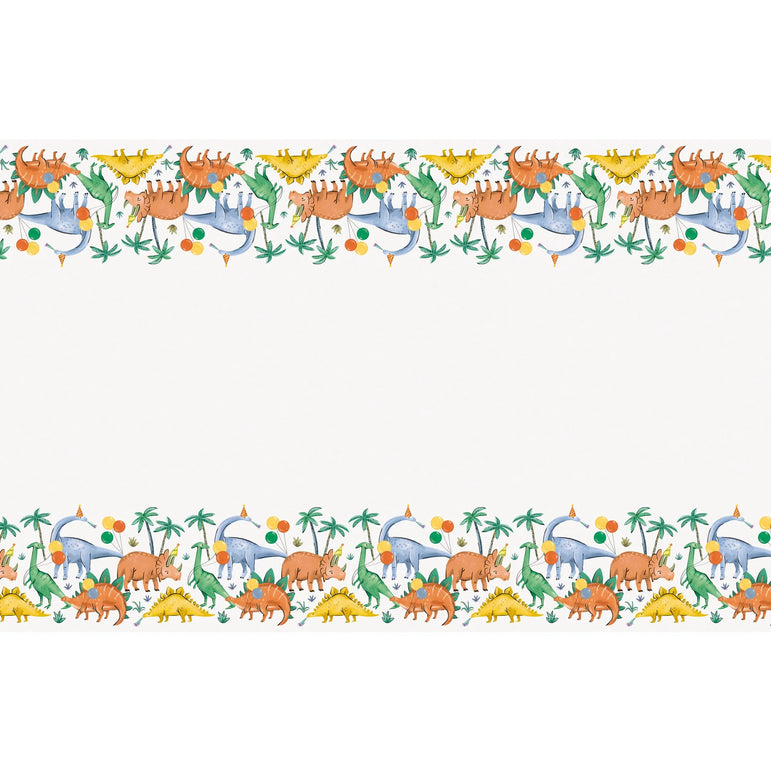 Partying Dinosaurs Birthday Plastic Rectangular Table Cover 54 x 84in