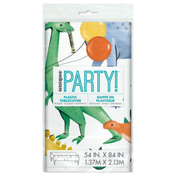 Partying Dinosaurs Birthday Plastic Rectangular Table Cover 54 x 84in