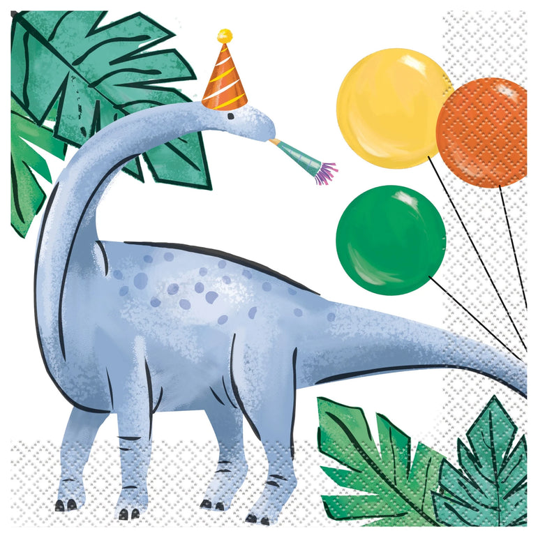 Partying Dinosaurs Birthday Large Lunch Napkin 16pcs