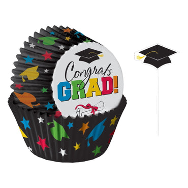 Graduation Multicolor Baking Cups and Picks Set