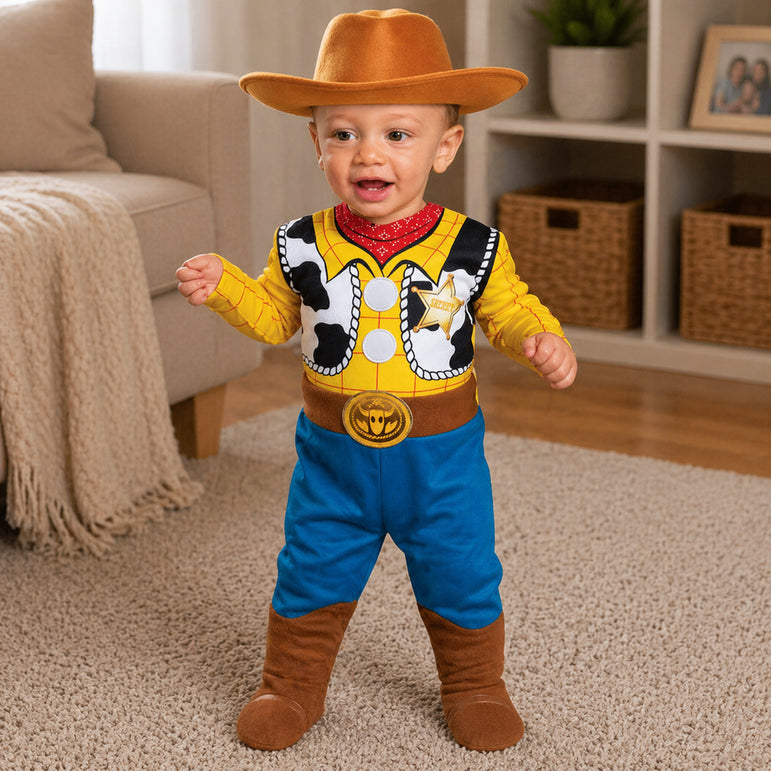 Infant Toy Story Woody Deluxe Costume - Baby Cowboy Jumpsuit & Hat Set
