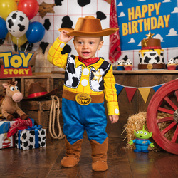 Infant Toy Story Woody Deluxe Costume - Baby Cowboy Jumpsuit & Hat Set