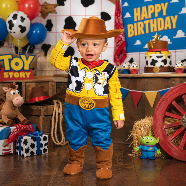 Infant Toy Story Woody Deluxe Costume - Baby Cowboy Jumpsuit & Hat Set