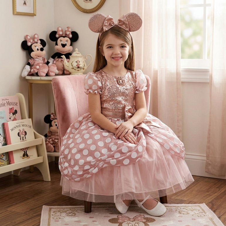 Child Disney Minnie Mouse Rose Gold Deluxe Costume