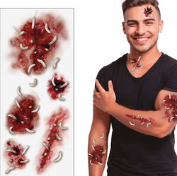 Wounds with Worms Tattoos 30x13cm