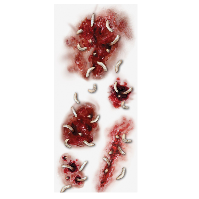 Wounds with Worms Tattoos 30x13cm