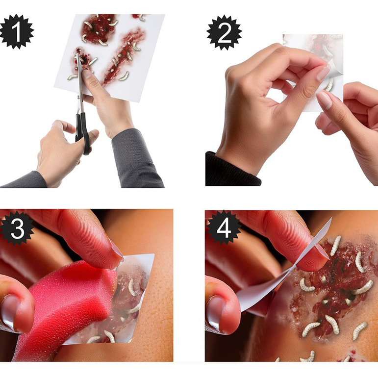 Wounds with Worms Tattoos 30x13cm