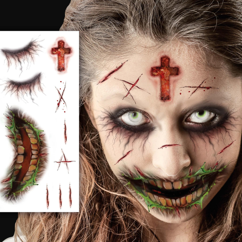 Zombie Face Tattoos 30x13cm