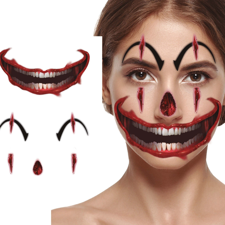 Face Clown Tattoo 30x14cm