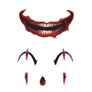 Face Clown Tattoo 30x14cm