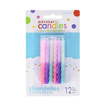 Pastel Colorblock Birthday Candles 3in,12pcs