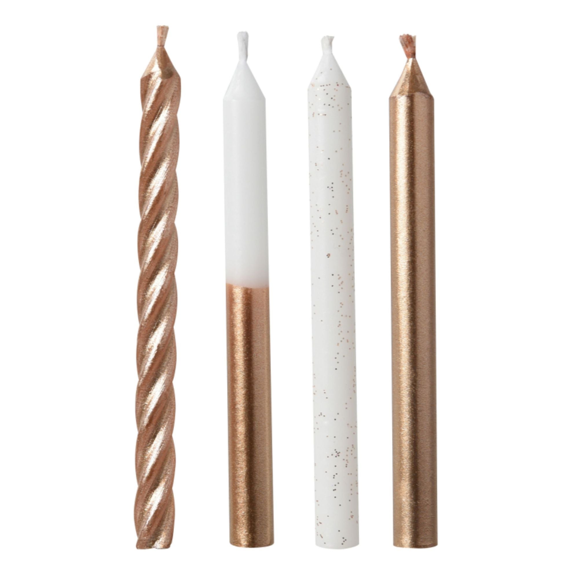 Rose Gold Metallic Mix with Glitter Candles 3in,12pcs
