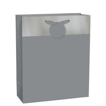Silver Matte Paper Bag With Hot Stamp Band