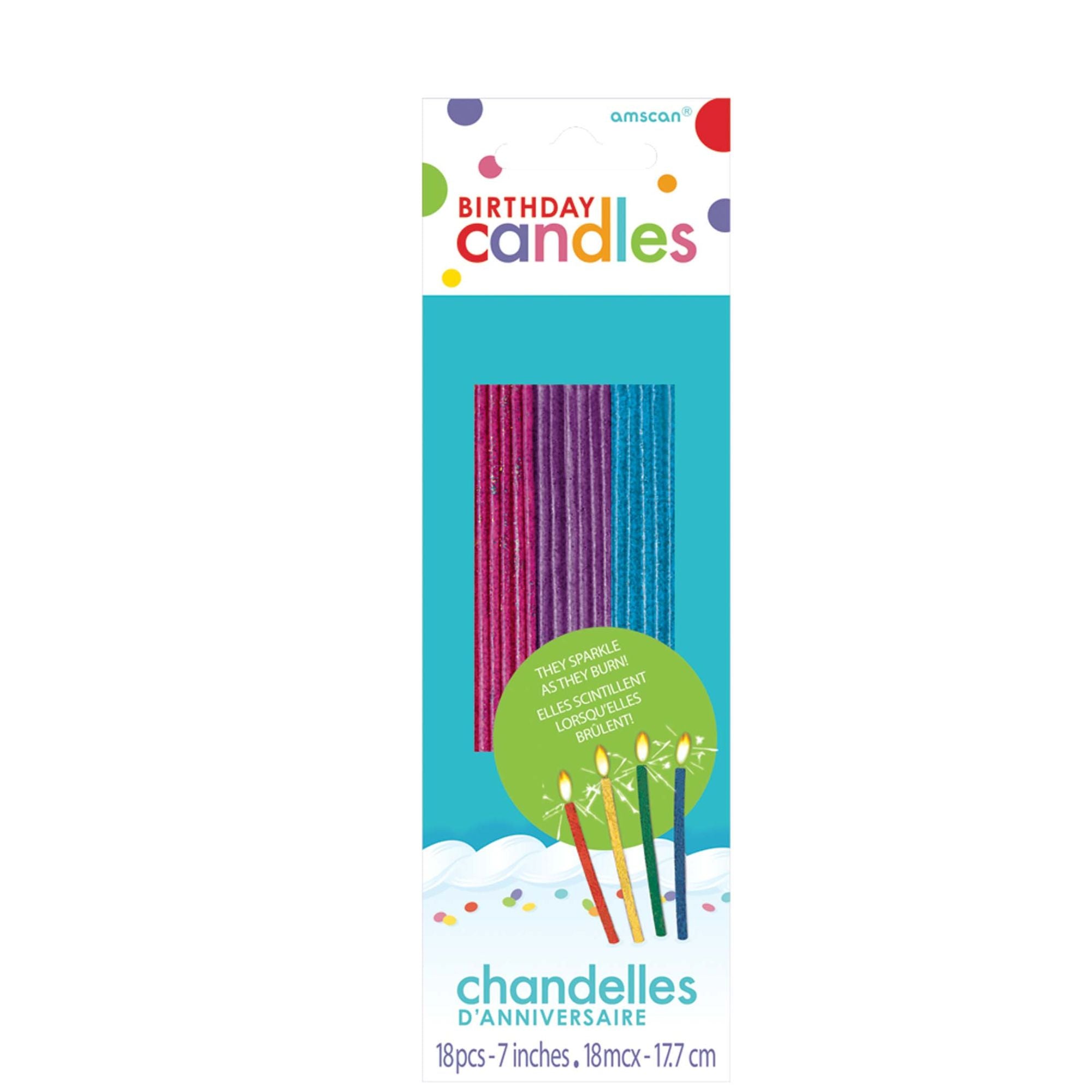 Sparkling Glitter Candles 7in, 18pcs