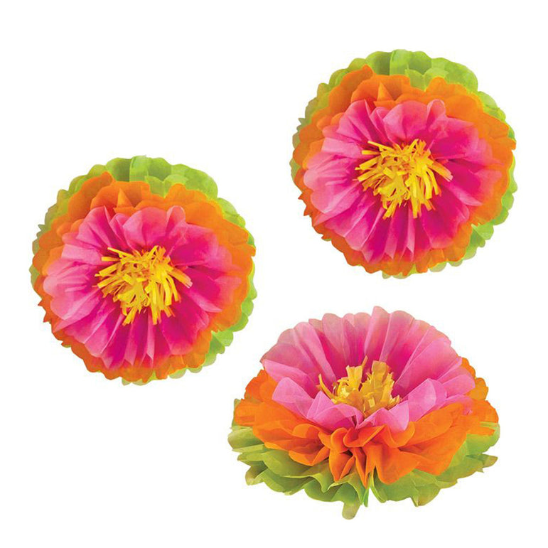 Hibiscus Fluffy Flower Decoration 16in, 3pcs
