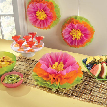 Hibiscus Fluffy Flower Decoration 16in, 3pcs