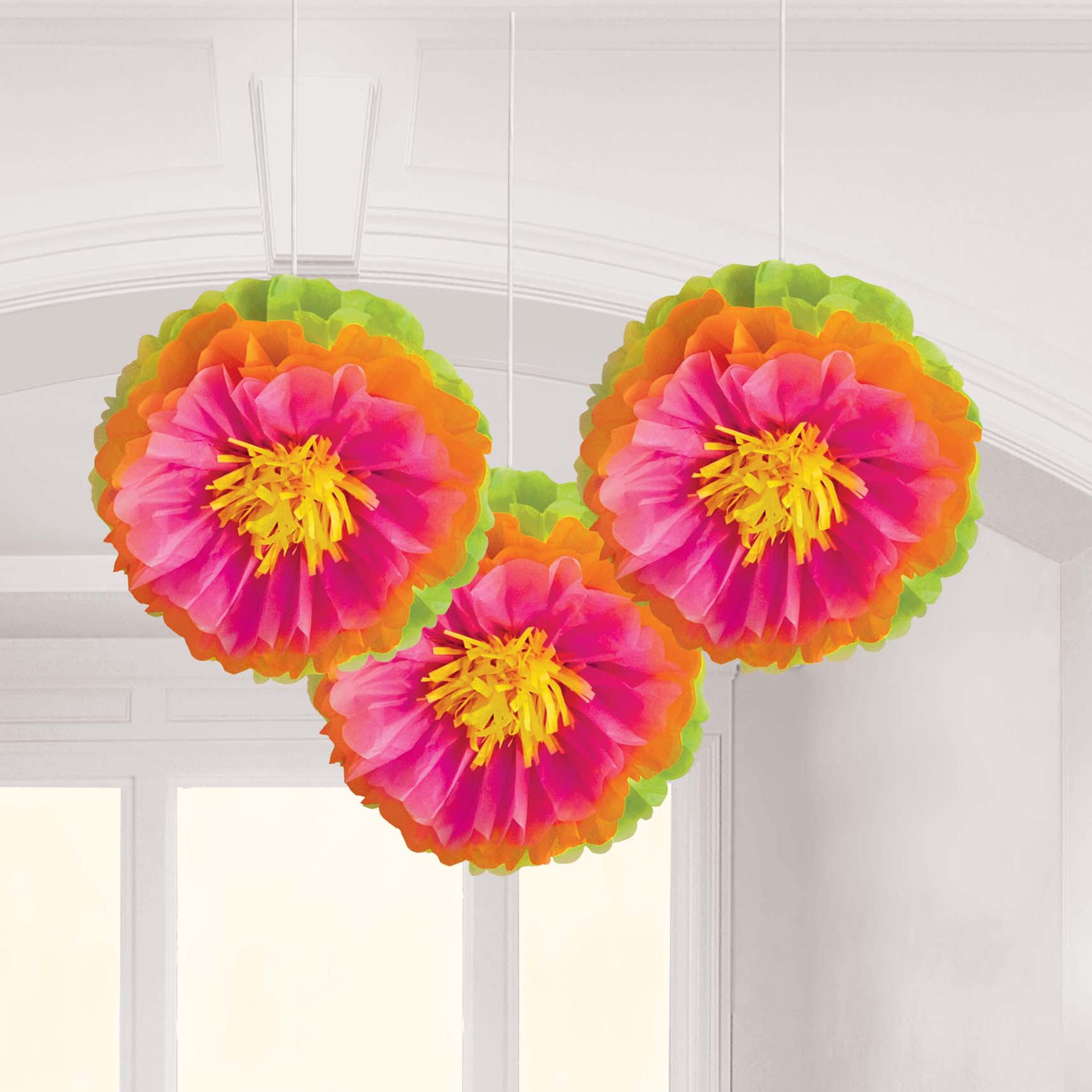 Hibiscus Fluffy Flower Decoration 16in, 3pcs