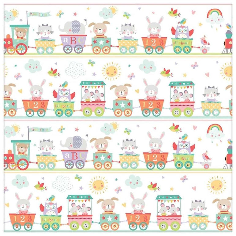 Baby Train Jumbo Paper Gift Wrap 16ft X 30in