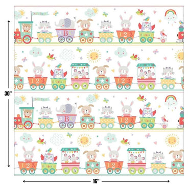 Baby Train Jumbo Paper Gift Wrap 16ft X 30in