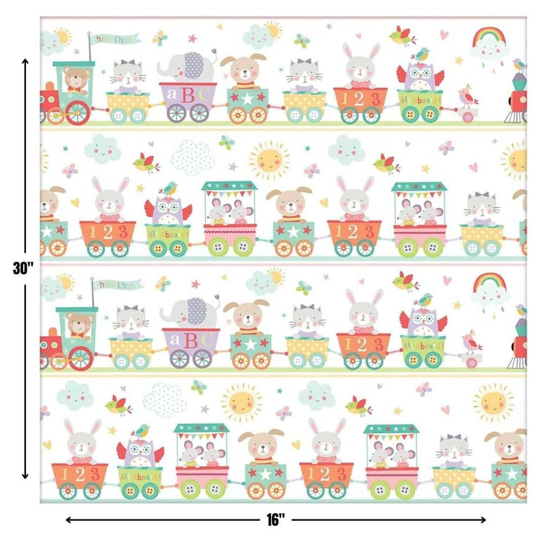 Baby Train Jumbo Paper Gift Wrap 16ft X 30in