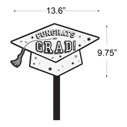 Frosty White Congrats Grad Plastic Lawn Sign Decoration 20 in