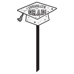 Frosty White Congrats Grad Plastic Lawn Sign Decoration 20 in