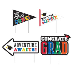 Graduation Corrugated Metal Yard Stake Decoration 4pcs