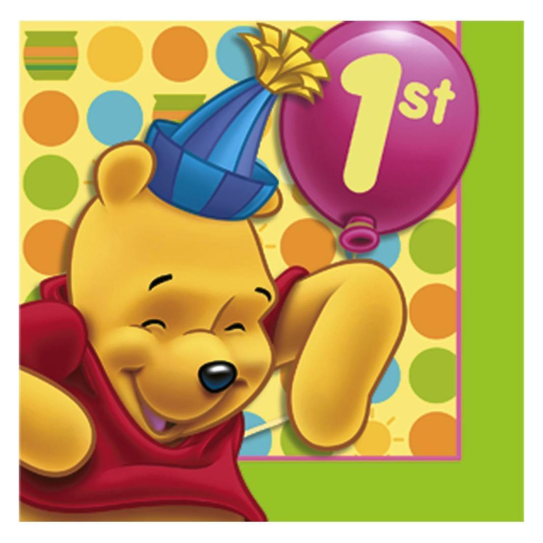 Pooh's 1st Birthday Beverage Tissues 16pcs