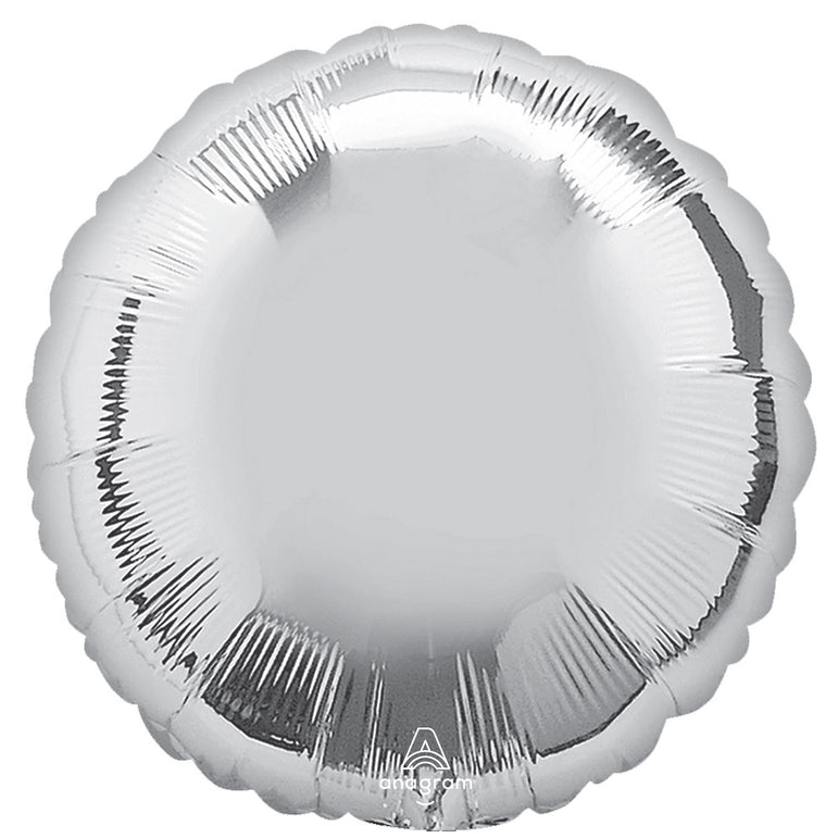 Round Silver Metallic Foil Balloon 45cm