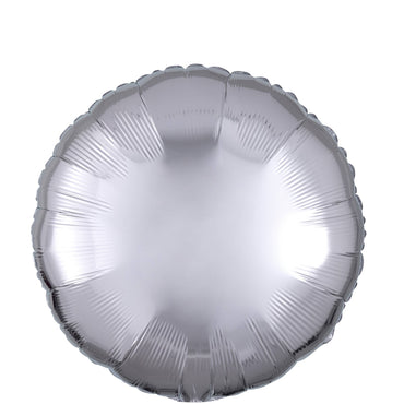 Round Silver Metallic Satin Luxe Foil Balloon 45cm