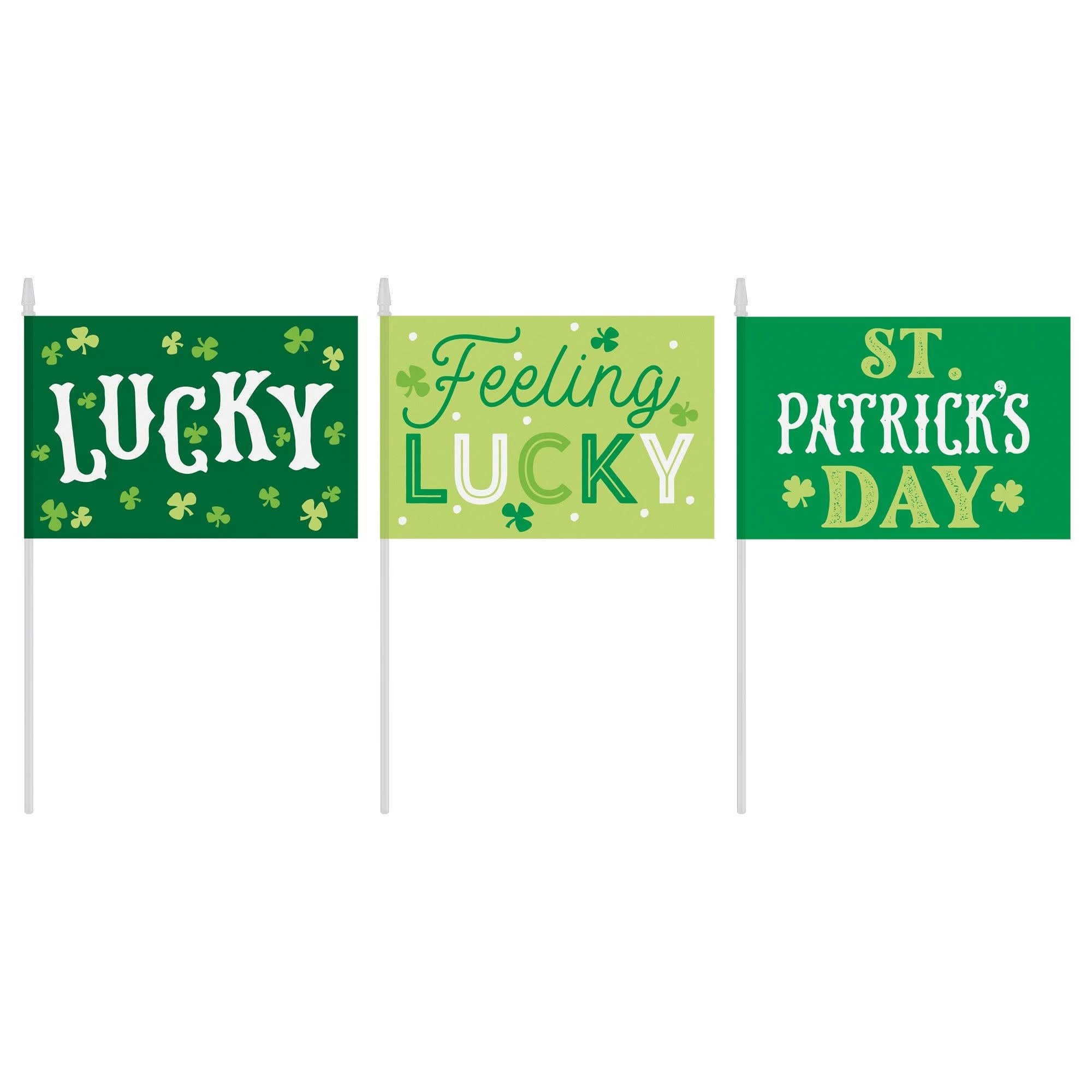 St. Patricks Day Handheld Flags 3pcs
