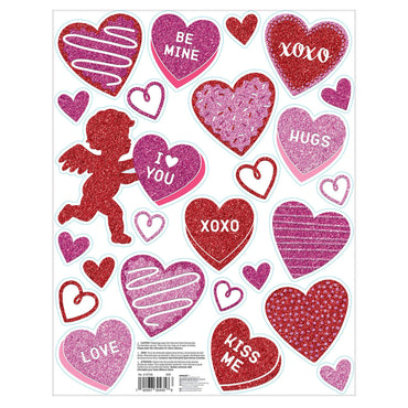 Valentine Vinyl with Glitter Window Decorations