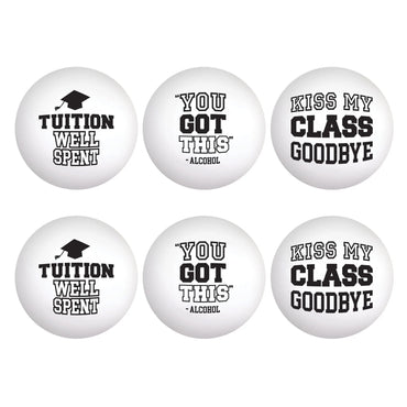 Edgy Graduation Party Ping Pong Balls 1.5 in 6 pcs