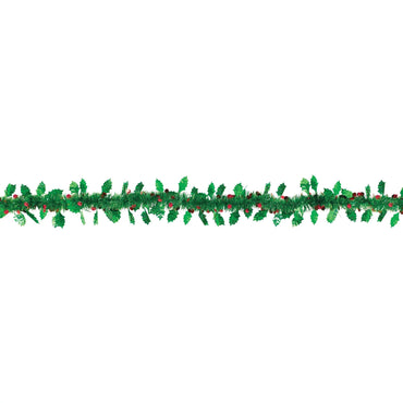 Holly & Berries Christmas Tinsel Value Garland 9ft