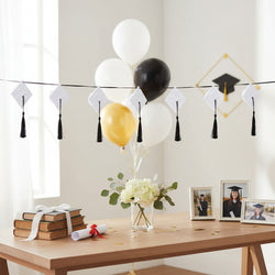 Frosty White Dimensional Graduation Cap Garland Decoration 9 ft