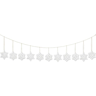 White Snowflakes Wood Garland