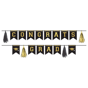 Congrats Grad Pennant Paper Hanging Garland Banner Kit Decoration 10 ft