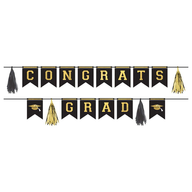 Congrats Grad Pennant Paper Hanging Garland Banner Kit Decoration 10 ft