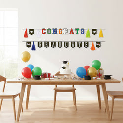 Congrats Graduate Paper & Ribbon Pennant Banner Decoration 10ft