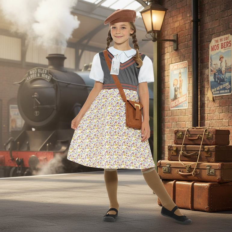 Child World War II Evacuee School Girl Costume
