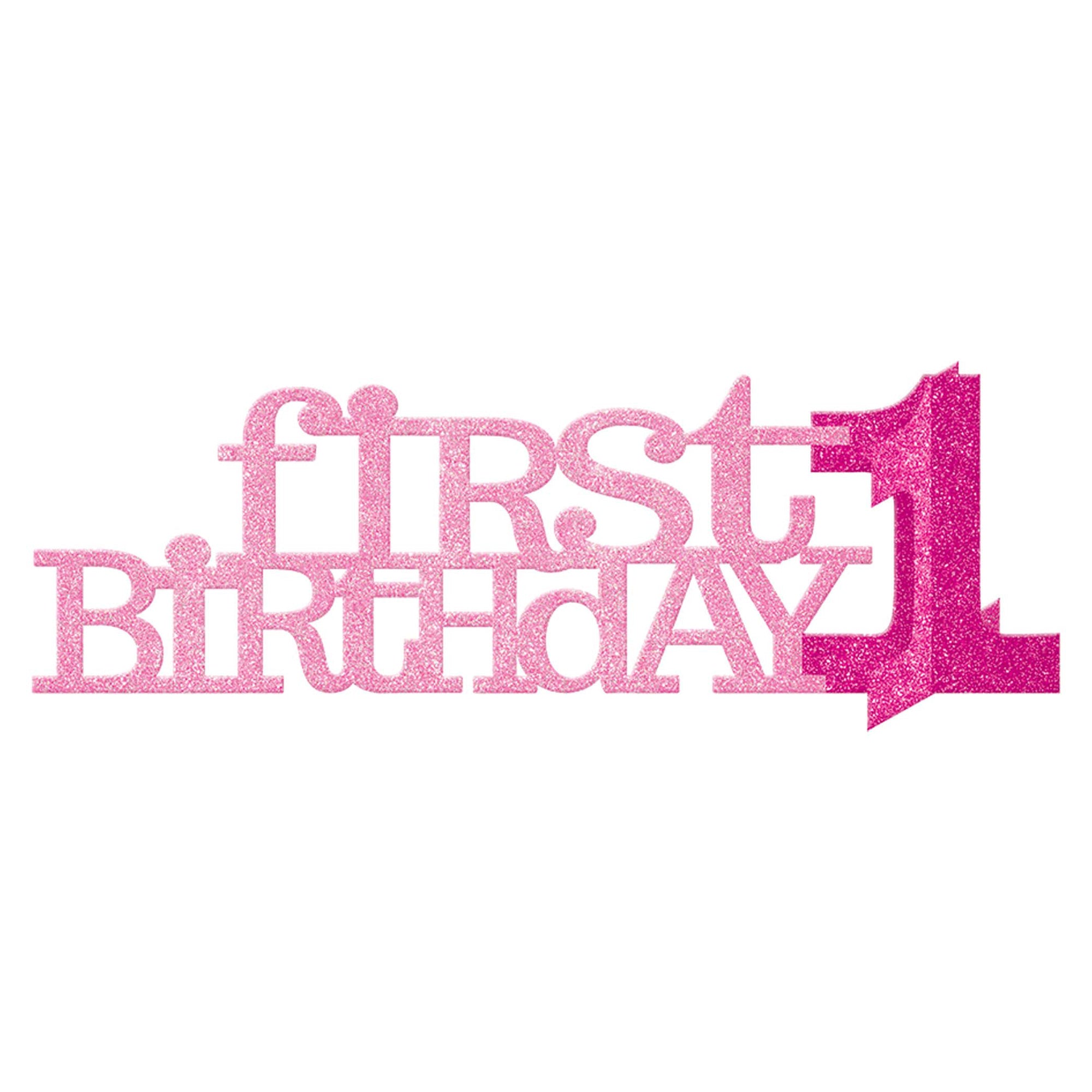 1st Birthday Girl Glitter Pink Centerpiece
