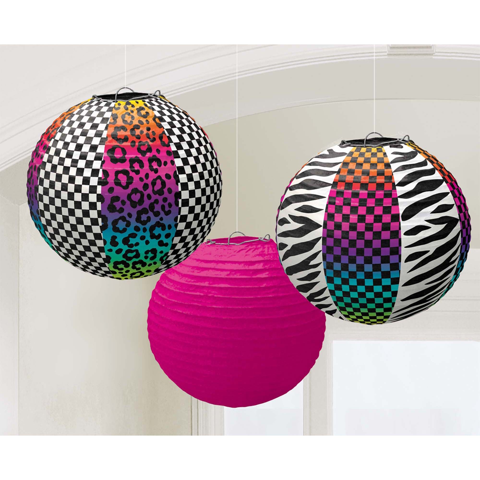 Totally 80's Printed Round Paper Lantern 9.5in 3pcs