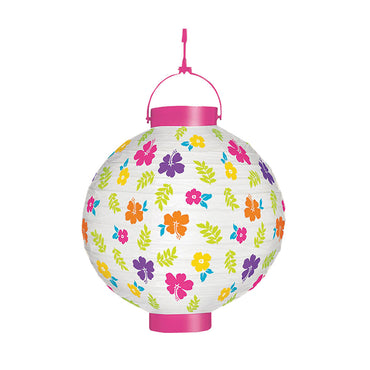 White Hibiscus Light Up Paper Lantern 7.50in