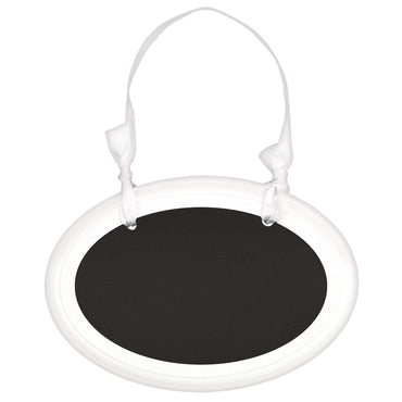 White Oval Mini Glitter Chalkboard Sign 2.75in x 4in