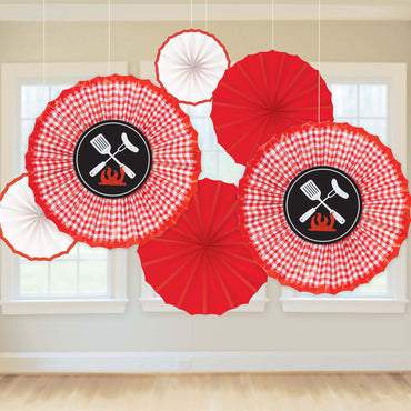 Picnic Party Fan Decorations 6pcs