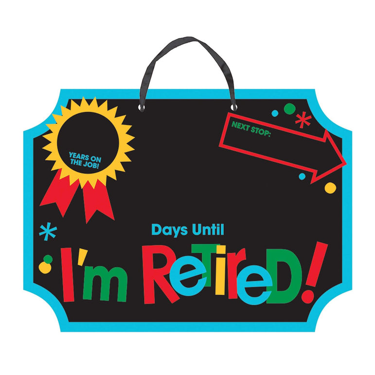 Officially Retired Cardboard Sign With Ribbon Hanger Decoration