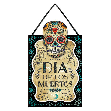 Sugar Skull Halloween Hanging Sign Decoration