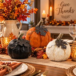 Pumpkins Resin with Galvanized Metal 3pcs