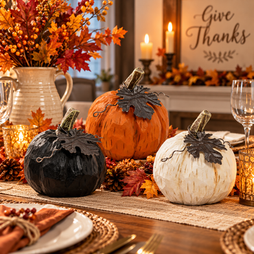 Pumpkins Resin with Galvanized Metal 3pcs